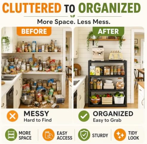 5-Tier Adjustable Metal Kitchen Shelving Rack