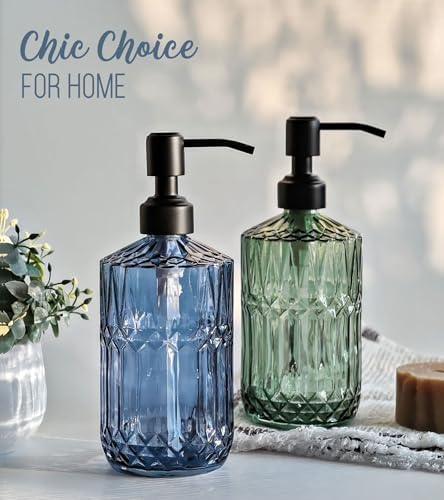 JASAI 18 Oz Blue Soap Dispenser with Black Pump
