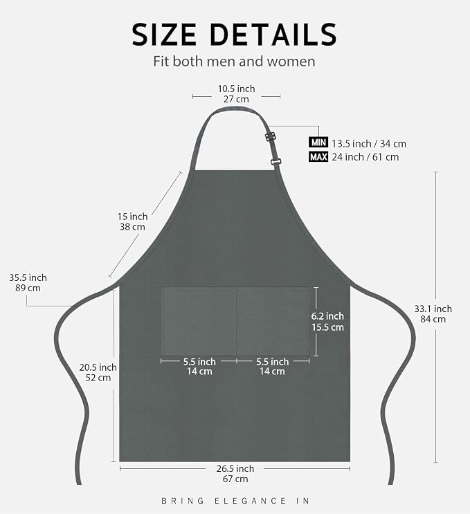 Syntus Apron for Men Women, Adjustable Cooking Kitchen Chef Aprons - Image 2