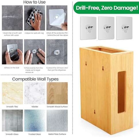 Libreshine Extra Large Bamboo Grocery Bag Holder for Plastic Bags