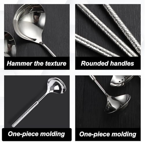 2-Pack Stainless Steel Soup Ladle and Slotted Spoon Set