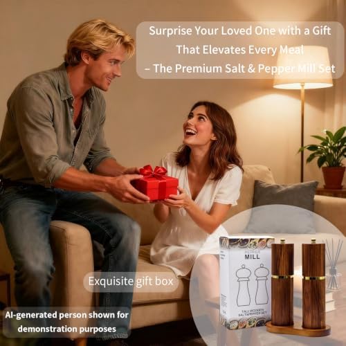 8 Inch Wooden Salt and Pepper Grinder Set
