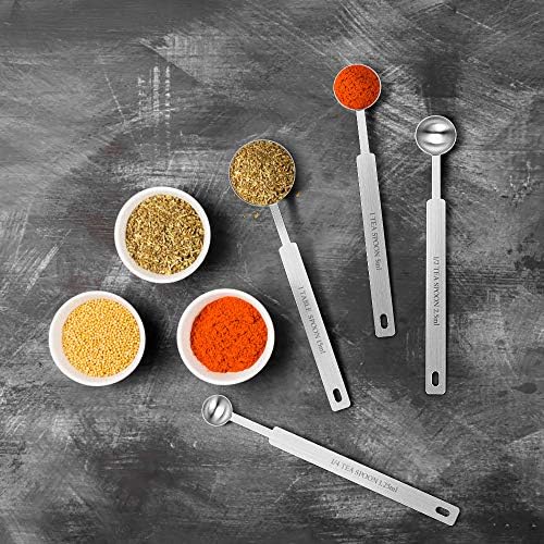 7 Inches Long Handle Measuring Spoons Set, Premium Stainless Steel