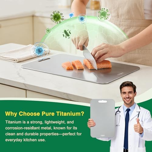 100% Pure Titanium Cutting Boards for Kitchen (9.7 × 5.7 inches)
