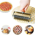 Stainless Steel Lattice Roller Cutter With Wood Handle - Dough Baking