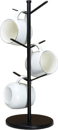 Premium Mug Tree, 6 Hooks Upgraded Stable Metal Mug Holder, Bamboo Base Coffee by Unknown