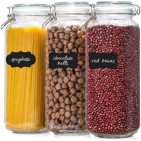 VITEVER [Taller] 92oz Glass Jars with Airtight Lid, Large Glass Food