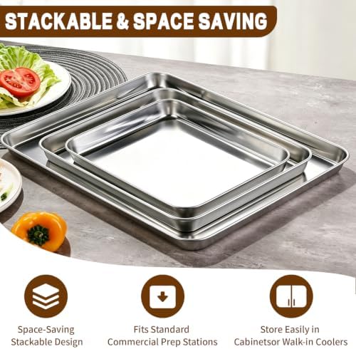 Stainless Steel Baking Sheet Set, Half and Quarter Cookie Pans