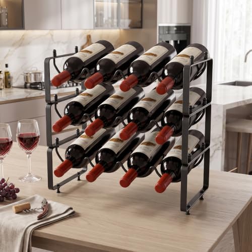 TONLEA Stackable Water Bottle Organizer Holder, Wine Rack,3-Tier 12