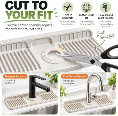 Button Silicone Faucet Drain Mat for Kitchen Sink Two Hole Splash