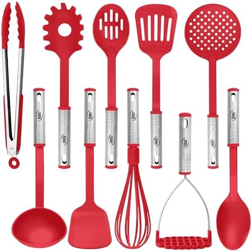 Kitchen Utensils Set, 10 Nylon Stainless Steel Cooking Utensils, Non