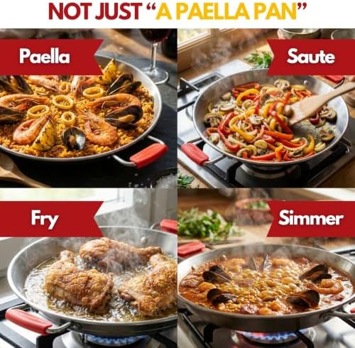 Paelluxe Stainless Steel Paella Pan 12 Inch (30 cm) – Tri-Ply Paellera