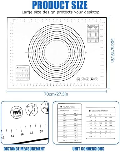 Silicone Pastry Mat with Measurements, 28 x 20 Inch