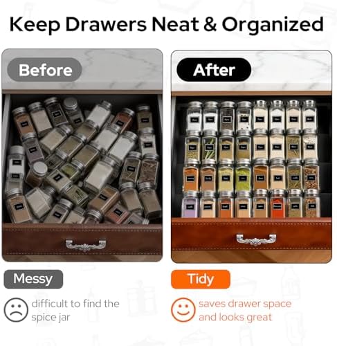 8 Pack Spice Drawer Organiser, Extendable Spice Rack for Inside