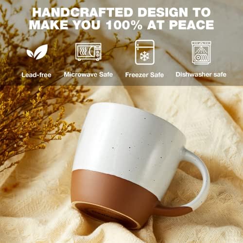 Morandi Color Ceramic Coffee Mugs Set of 6 (Large),18 oz Coffee Cups