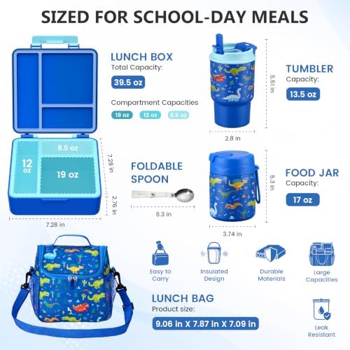 Pawtong Lunch Box Set with Bento Box Container, 17OZ Stainless Steel