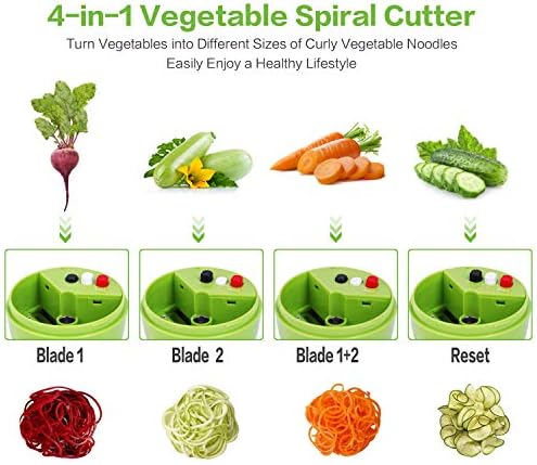 Handheld Spiralizer Vegetable Slicer, 4-in-1