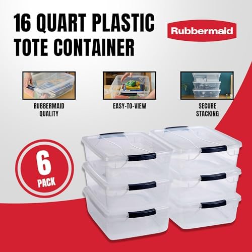Rubbermaid Cleverstore Storage Containers, 17 Quart, 6 Pack