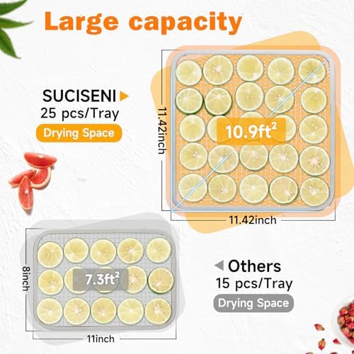 SUCISENI Food Dehydrator, 12 Stainless Steel Trays, 1000W