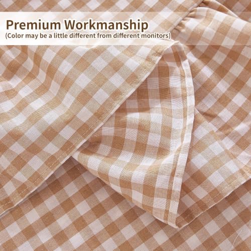 Deep Dream Gingham Ruffled Table Cloth 60 x 84 Inches, 100% Cotton
