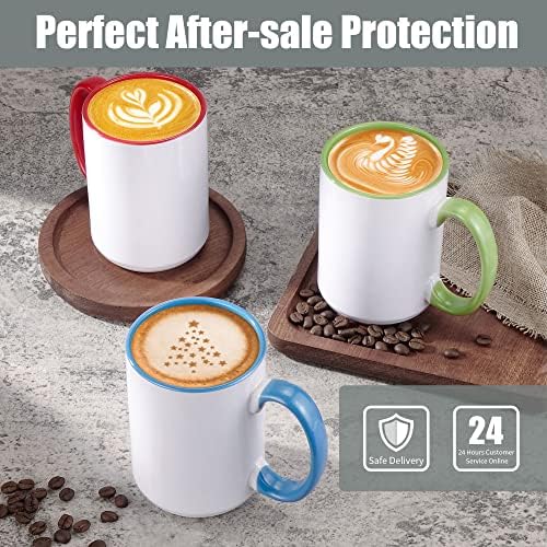 TANGLONG Sublimation Mugs 15 oz 6 Assorted Colors Set of 12