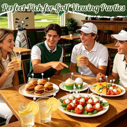 100 Golf Ball Cocktail Picks, 4.9 in Fancy Toothpicks for Appetizers