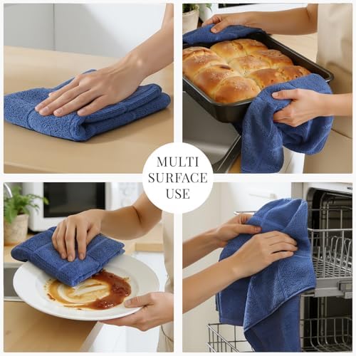 Homaxy 100% Cotton Kitchen Towels 18"x28", 6 Pack Dish Towels, Navy