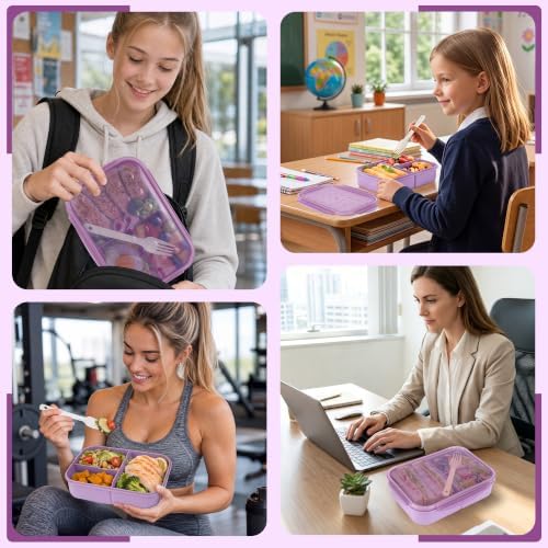 Itopor Bento Lunch Box for Kids & Adults, 1350ml, 3 Compartments