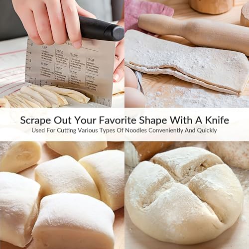 Dough Scraper with Handle, Stainless Steel Pastry Bench Scraper Cutter