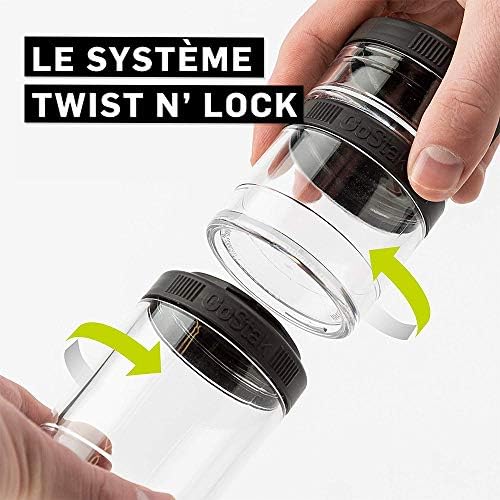BlenderBottle GoStak Tritan Twist n' Lock Storage Jars 3 Jar Black