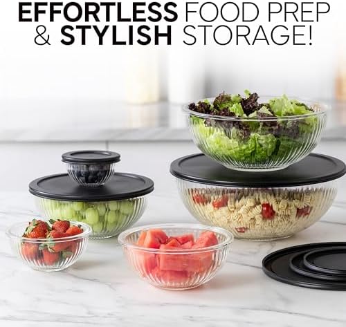 COOK WITH COLOR 12 Pc Glass Mixing Bowl Set with Lids – Borosilicate