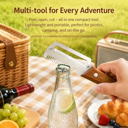 IVY Wooden Handle Vegetable Peeler Set of 2, 4 in 1 Stainless Steel