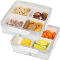 2pack Divided Serving Tray with Lid, 4 Compartment Removable Snack
