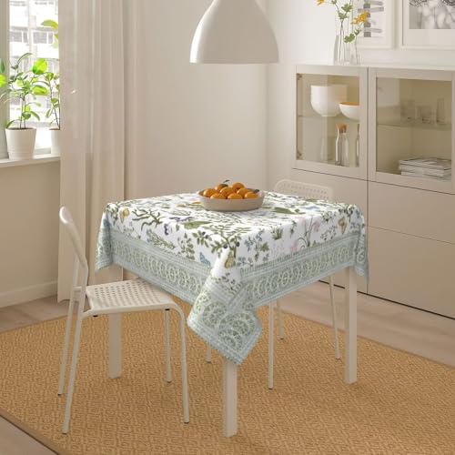 Spring Herbal Floral Square Tablecloth 54 Inch Wildflower Seasonal