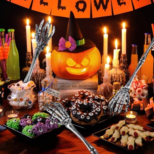 Luxshiny 2Pcs Skeleton Claw Salad Tongs Set Gothic Hand Skull Claw