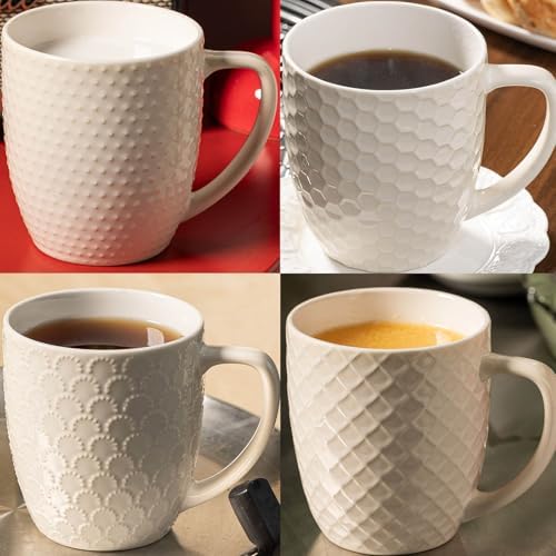 16 oz Coffee Mugs Set of 4, Porcelain Coffee Cups Ceramic, Farmhouse