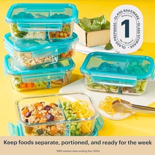 Pyrex 5-Pack 4 Cup Glass Meal Boxes with Locking Lids