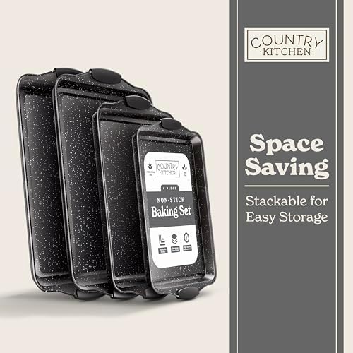 Country Kitchen Nonstick Stackable Bakeware Set - Heavy Duty, Durable