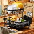 MOUKABAL 2 Tier Dish Drying Rack with Drainboard for Kitchen Counter