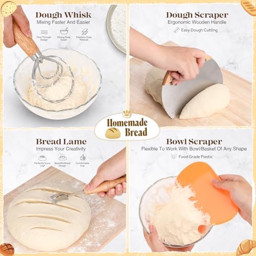 Sourdough Starter Kit with Proofing Baskets and Jars
