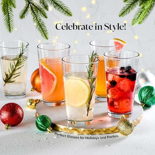 Glaver's Drinking Glasses Set of 10 Highball Glass Cups, Premium