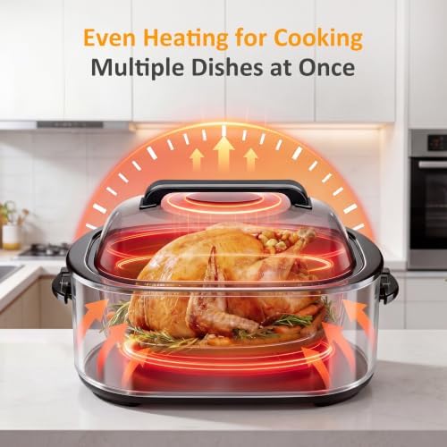 SUNVIVI 28QT Roaster Oven with 3 Buffet Server for Whole Turkey Up To
