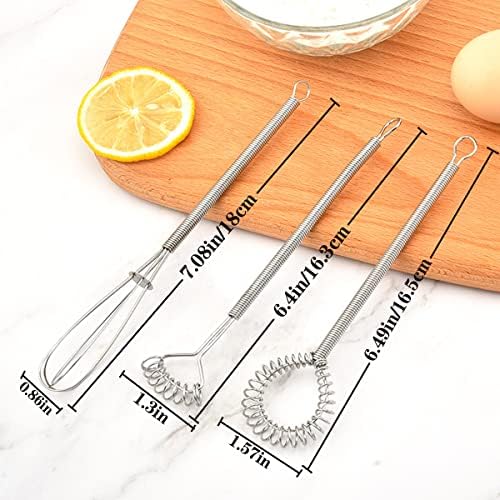 6 PCS Mini Whisk Set, Stainless Steel Spring Whisk, Cooking Gadget for