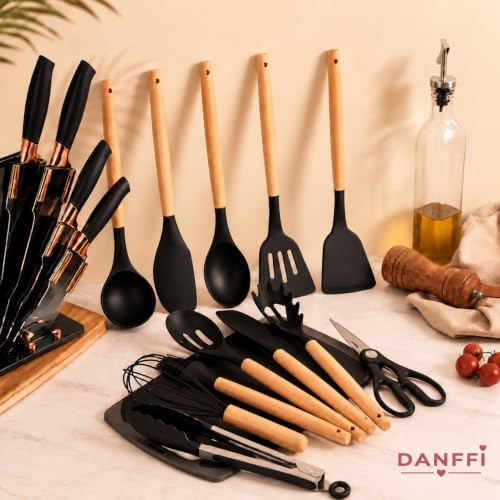 19-Piece Black Kitchen Utensils Set