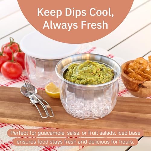 Useful Co. Dip Chiller Bowl with Lid, 20oz 2-Pack, Chilled Serving