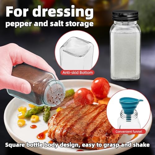 6Pcs 6oz Glass Spice Jars black iron Lids with Shaker Lids, Spice Jars