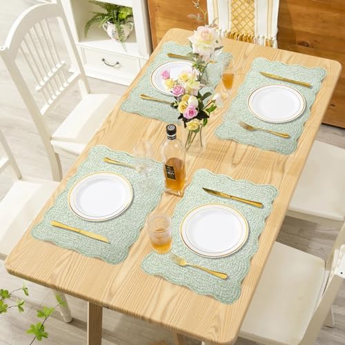 MABOZOO 100% Cotton Quilted Placemats Set of 6,Washable Cloth Table