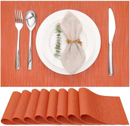 Myir JUN Orange Placemats Set of 8 for Dining Table Thanksgiving