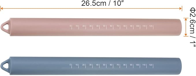 HARFINGTON 2pcs Silicone Rolling Pin 10" Stainless Silicone Surface Non-Stick - Image 2