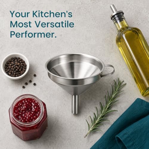 Stainless Steel Filter Funnel with Strainer for Kitchen Use, Food